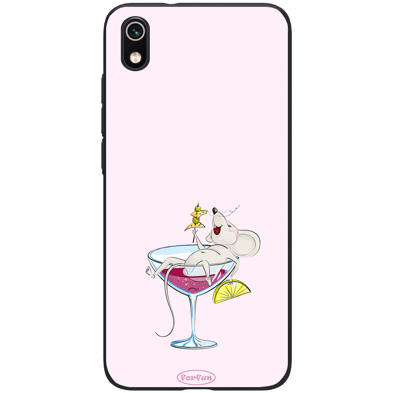 

TPU+PC чехол ForFun для Xiaomi Redmi 7A (Мышь в бокале / Розовый) 788345