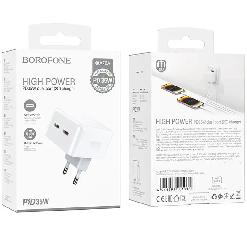 Заказать СЗУ Borofone BA76A Source PD35W (2USB-C) (White) на vchehle.ua