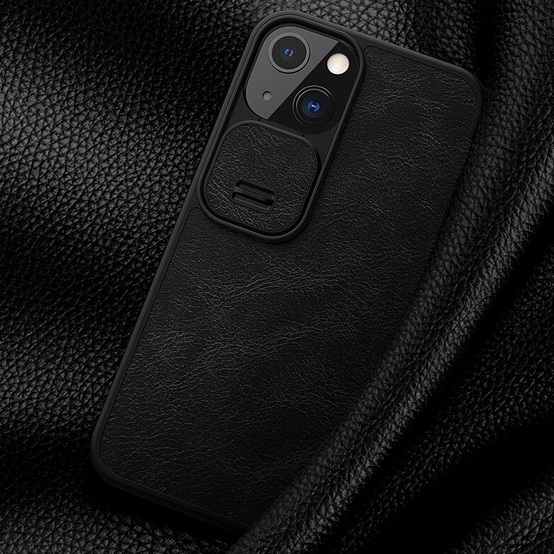Фото Кожаный чехол-книжка Nillkin Qin Pro Camshield для Apple iPhone 14 (6.1") (Черный) в магазине vchehle.ua
