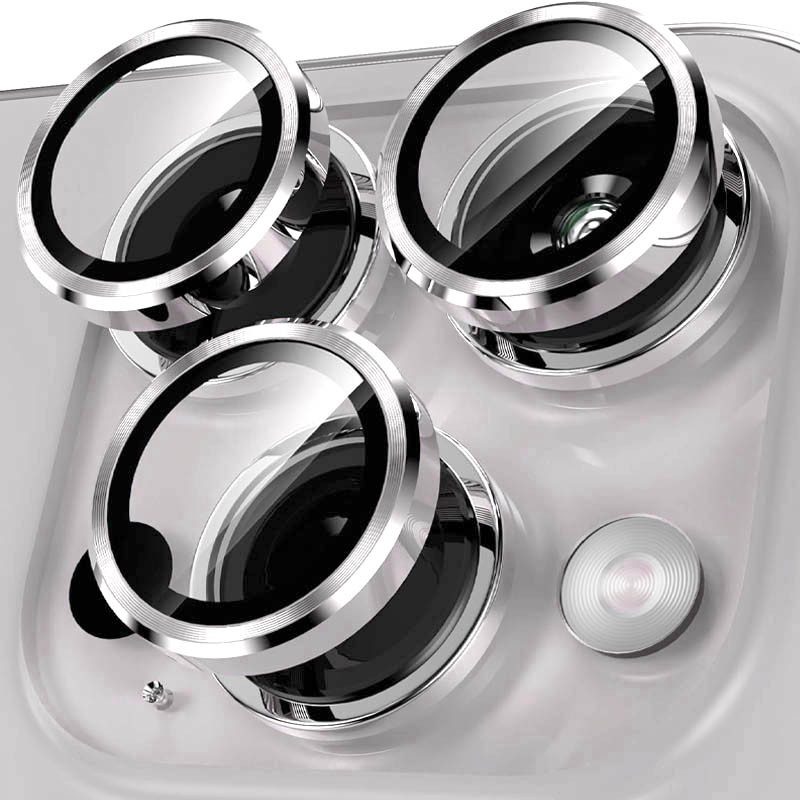 Фото Захисне скло Metal Classic на камеру (в упак.) на Apple iPhone 16 Pro (6.3") / 16 Pro Max (6.9") (Сірий / Titanium Gray) на vchehle.ua