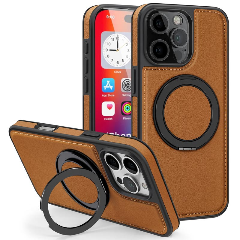 Шкіряна накладка Retro with Magnetic Safe на Apple iPhone 16 Pro Max (6.9") (Brown)