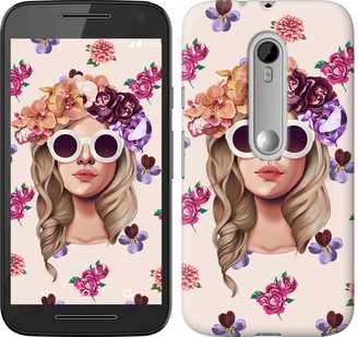 Чехол Девушка с цветами v2 для Motorola Moto G3