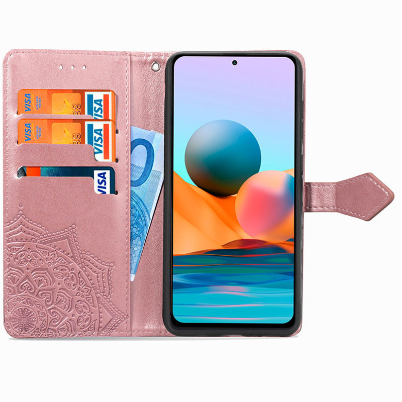 Фото Кожаный чехол-книжка Art Case с визитницей для Xiaomi Redmi Note 10 Pro / 10 Pro Max (Розовый) на vchehle.ua