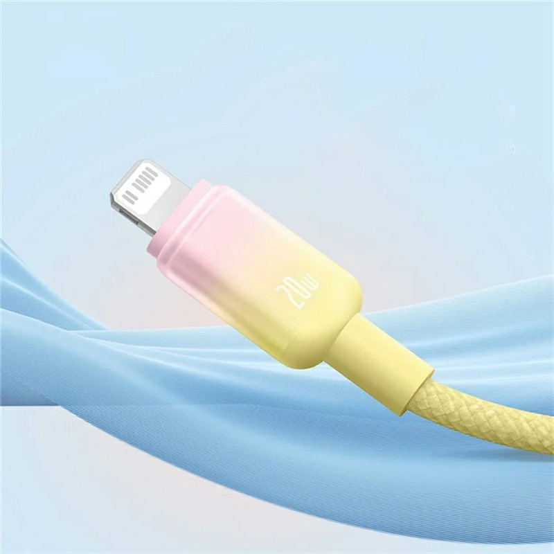 Фото Дата кабель Baseus Discolor Series Fast Charging USB to Lightning 2.4A (1m) (P10374900) (Custard Yellow) на vchehle.ua