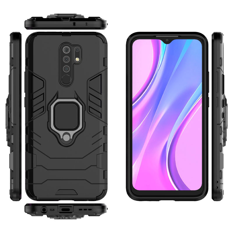 Фото Ударопрочный чехол Transformer Ring for Magnet для Xiaomi Redmi 9 (Черный / Soul Black) на vchehle.ua