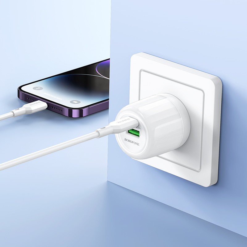 МЗП Borofone BA94A Lustrous PD30W+QC3.0 (1USB-A/1C) (White) в магазині vchehle.ua