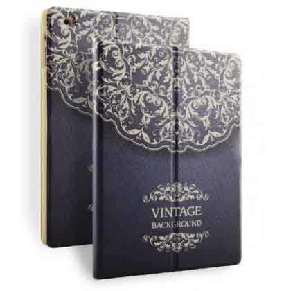 Кожаный чехол-книжка TTX (Print) с подставкой для Apple iPad 9,7" (2017) (Vintage серый)
