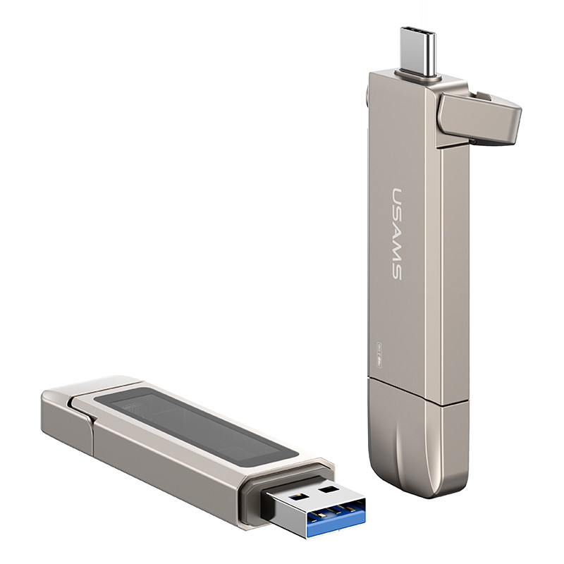 Флеш-накопитель Usams US-ZB280 2in1 USB 3.2 + Type-C GEN1 Dual Ports Aluminum Alloy 10G – 512GB (Silver) в магазине vchehle.ua