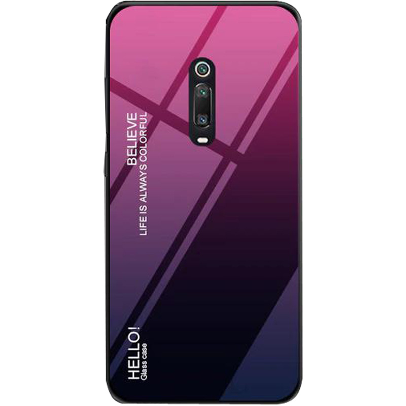 

TPU+Glass чехол Gradient HELLO для Xiaomi Mi 9T Pro (Малиновый) 712753