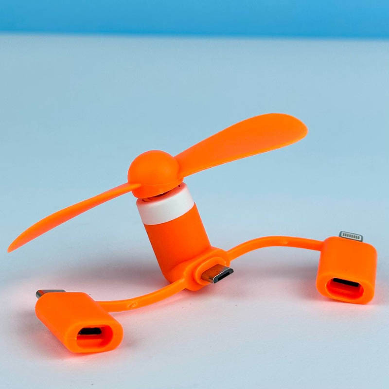 Вентилятор Mobile 3in1 (Micro/Lightning/Type-C) (Orange) в магазине vchehle.ua