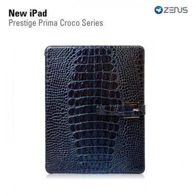 Кожаный чехол Zenus Presitge Prima Croco Series для Apple IPAD 3/2 (Морской)