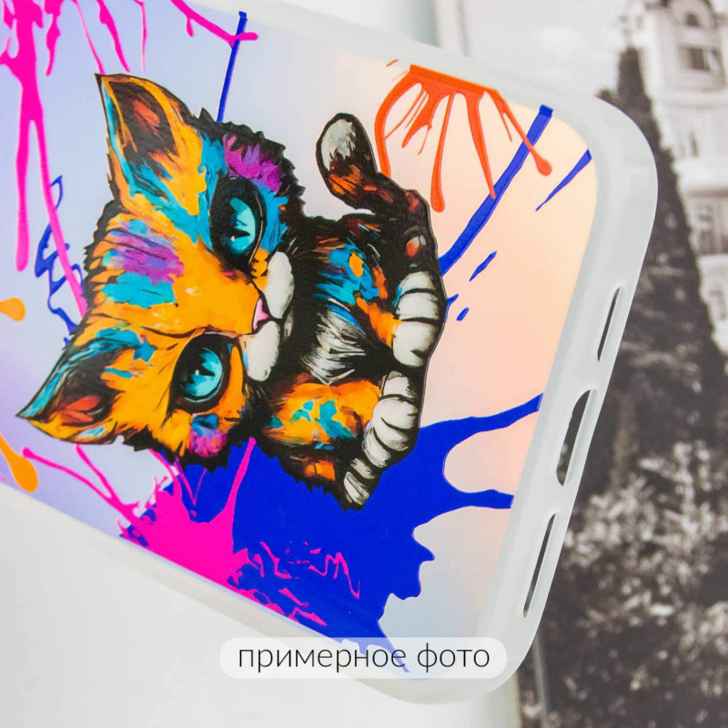 Замовити TPU+PC чохол TakiTaki Graffiti magic glow на Samsung Galaxy S23 Ultra (Dark cat / Pink / Purple) на vchehle.ua
