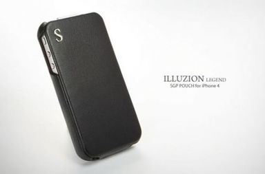 Кожаный чехол SGP illuzion (чёрный) для Apple iPhone 4/4S