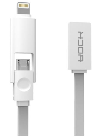 Фото Кабель ROCK Lightning / MicroUSB Combo Flat 100cm (5V/2.1A) (Серый / Grey) на vchehle.ua