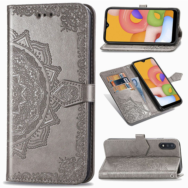 Купити Шкіряний чохол-книжка Art Case з візитницею на Xiaomi Redmi 9A (Сірий) на vchehle.ua