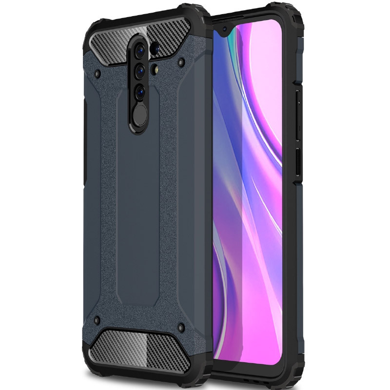 Бронированный противоударный TPU+PC чехол Immortal для Xiaomi Redmi 9 (Серый / Metal slate)