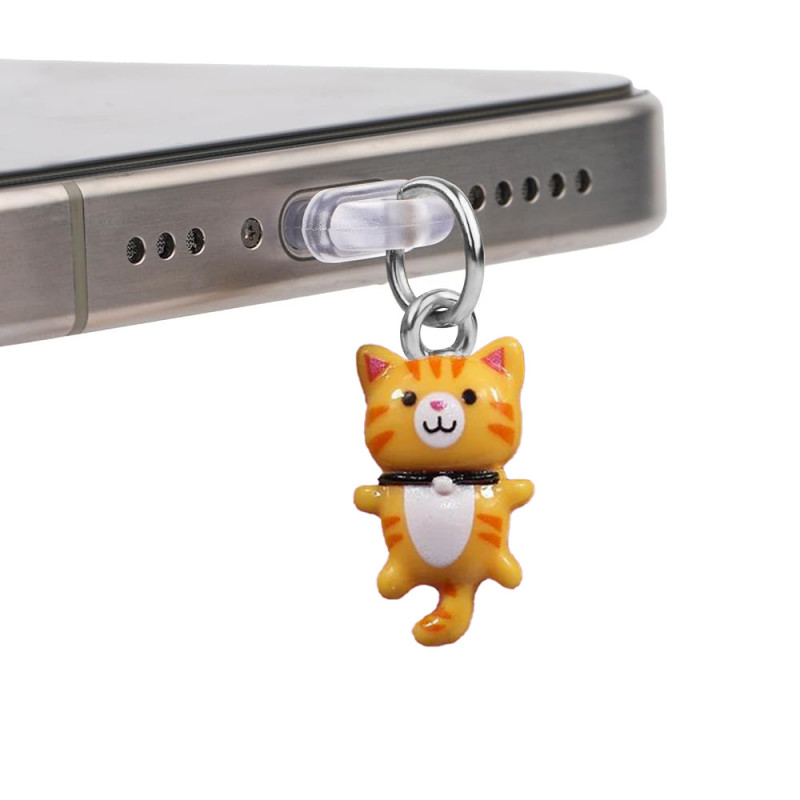 Заглушка силіконова Type-C з підвіскою IP44 (Cat ceramic ginger)