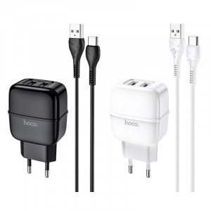 СЗУ Hoco C73A Glorious 2.4A (2USB-A) + кабель USB to Type-C