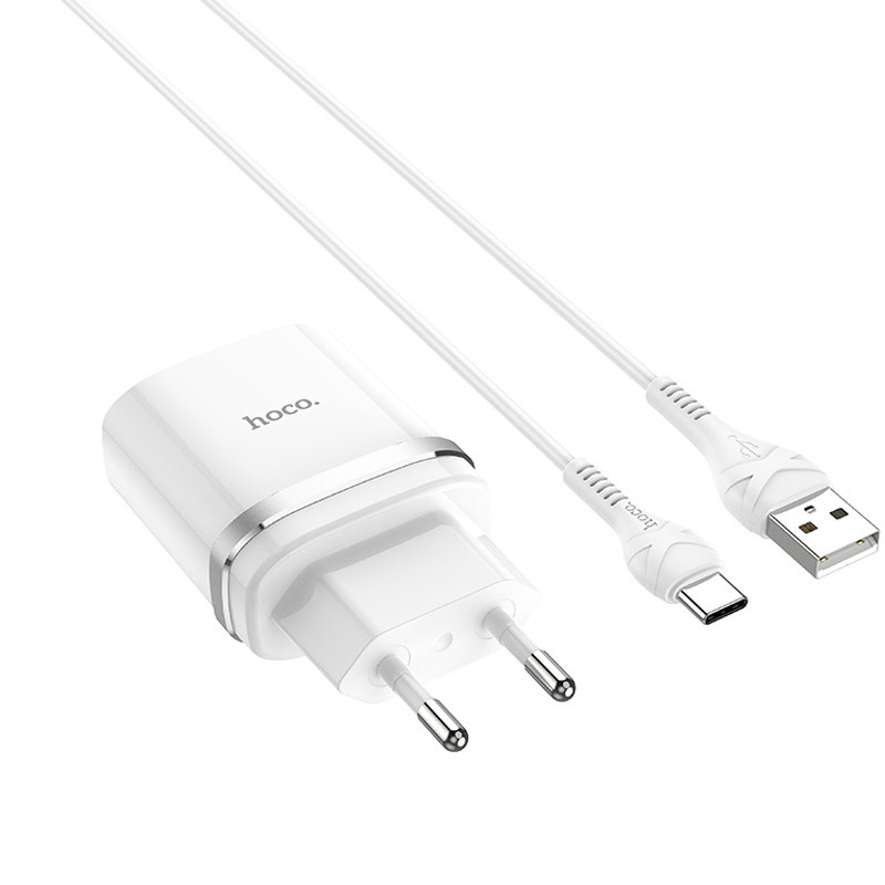 Фото СЗУ Hoco C12Q Smart QC3.0 3A (1USB-A) + кабель USB to Type-C (Белый) на vchehle.ua