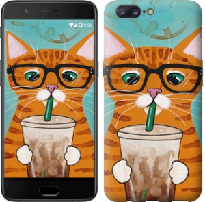 Чехол Зеленоглазый кот в очках для OnePlus 5