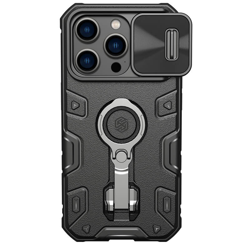 Фото TPU+PC чехол Nillkin CamShield Armor Pro no logo (шторка на камеру) для Apple iPhone 14 Pro Max (Черный) на vchehle.ua