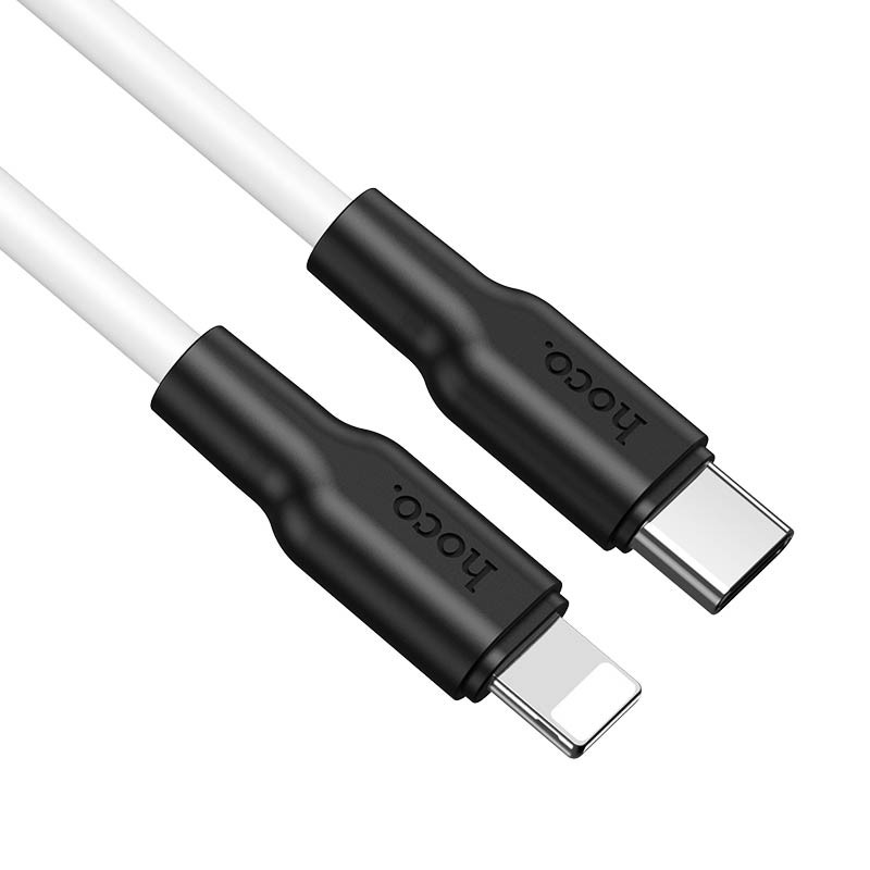 Фото Дата кабель Hoco X21 Plus Silicone Type-C to Lightning (1m) (Чорний / Білий) на vchehle.ua