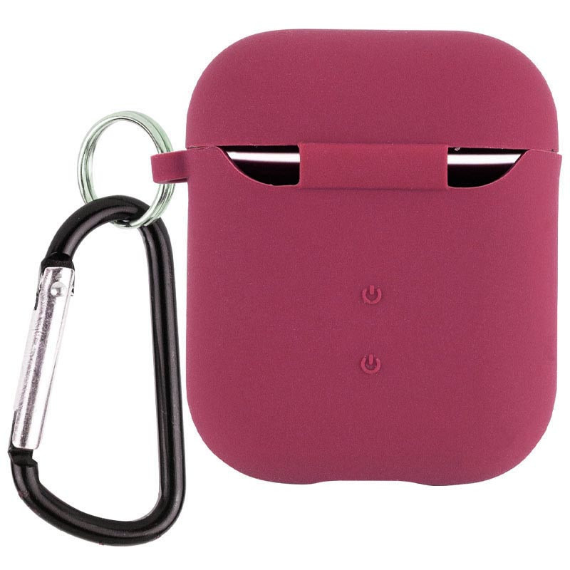 Фото Силіконовий футляр з мікрофіброю для навушників Airpods 1/2 (Бордовий / Plum) на vchehle.ua