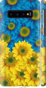 Чехол Жёлто-голубые цветы для Samsung Galaxy S10