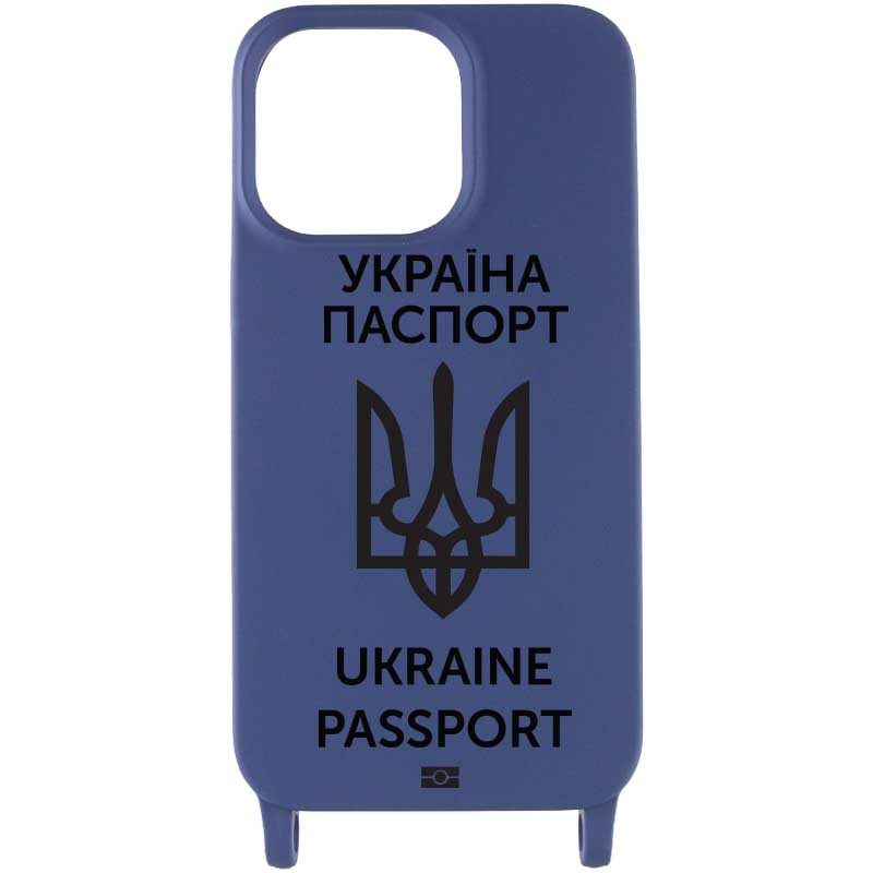 Чохол Cord case Ukrainian style c довгим кольоровим ремінцем на Apple iPhone 12 Pro / 12 (6.1") (Темно-синій / Midnight blue)