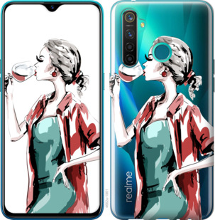

Чохол Дівчина з келихом на Realme 5 Pro 920057