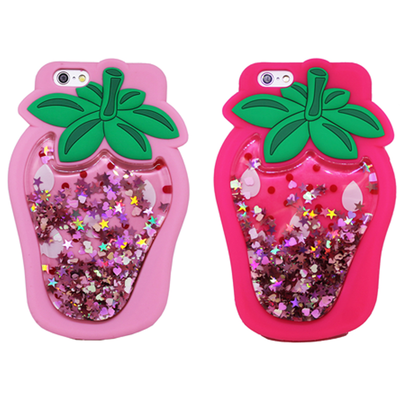 Силиконовый чехол 3D "Клубника  Liquid" для Apple iPhone 6/6s (4.7")