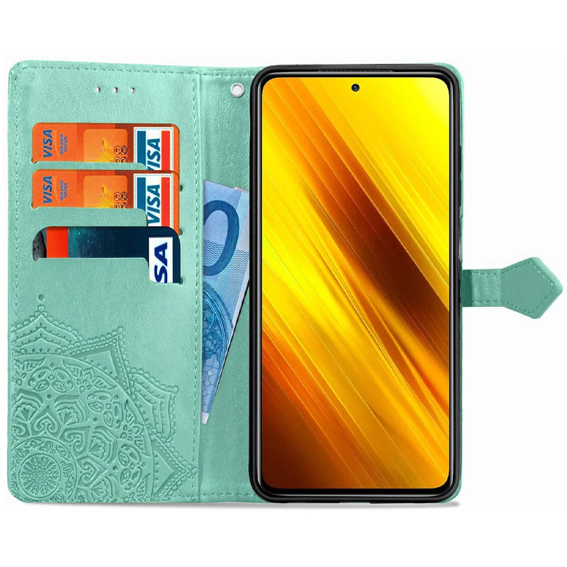 Фото Кожаный чехол-книжка Art Case с визитницей для Xiaomi Redmi 10 (Бирюзовый) на vchehle.ua