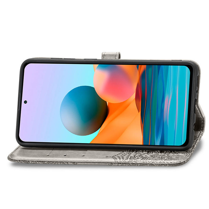 Фото Кожаный чехол-книжка Art Case с визитницей для Xiaomi Redmi Note 10 Pro / 10 Pro Max (Серый) в магазине vchehle.ua