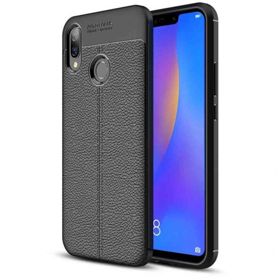 

TPU чехол фактурный (с имитацией кожи) для Huawei P Smart+ (Черный) 666199