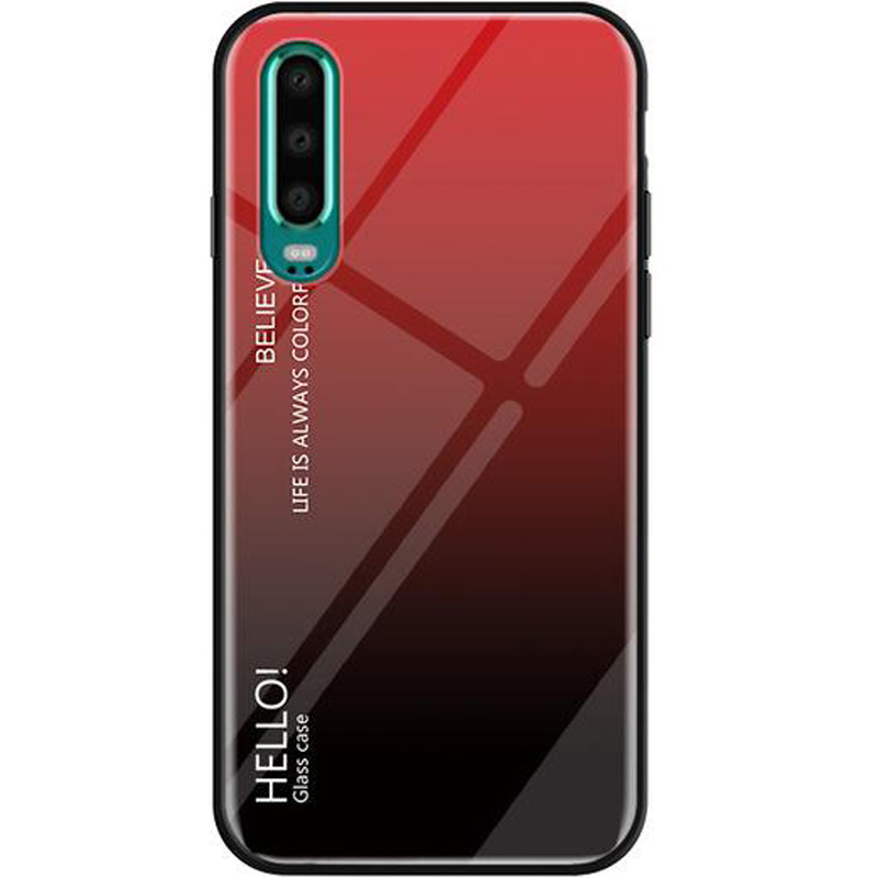 

TPU+Glass чехол Gradient HELLO для Huawei P30 (Красный) 686295