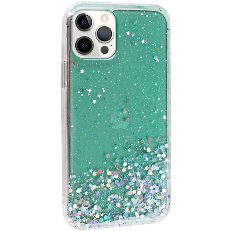 TPU чохол Star Glitter на Apple iPhone 12 Pro Max (6.7") (Прозорий / М'ятний)
