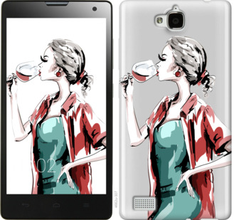 

Чехол Девушка с бокалом для Huawei Honor 3C 841742