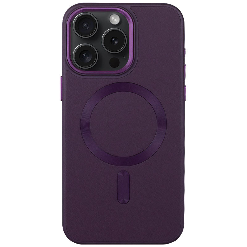 Шкіряний чохол Bonbon Leather Metal Style with Magnetic Safe на Apple iPhone 15 Pro (6.1") (Фіолетовий / Dark Purple)