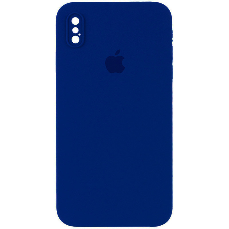 Чохол Silicone Case Square Full Camera Protective (AA) на Apple iPhone XS / X (5.8") (Синій / Deep navy)