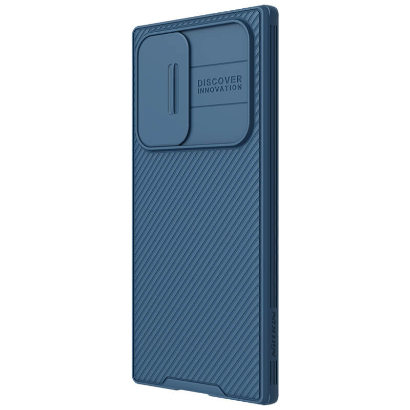 Фото Карбоновая накладка Nillkin Camshield (шторка на камеру) для Samsung Galaxy S22 Ultra (Синий / Blue) в магазине vchehle.ua