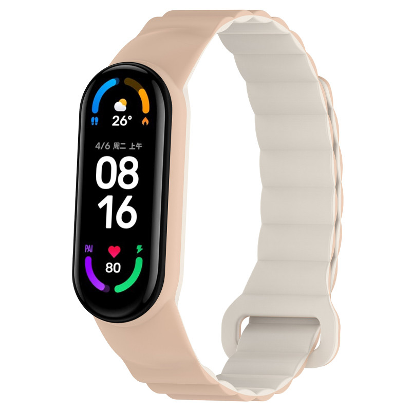 Ремешок Dual-color Magnetic для Xiaomi Mi Band 9/8 (Beige / White)