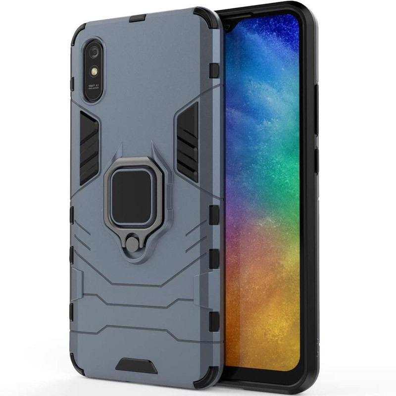 Фото Ударопрочный чехол Transformer Ring for Magnet для Xiaomi Redmi 9A (Серый / Metal slate) в магазине vchehle.ua