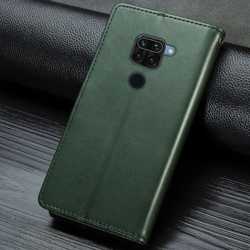 Купить Кожаный чехол книжка GETMAN Gallant (PU) для Xiaomi Redmi Note 9 / Redmi 10X (Зеленый) на vchehle.ua