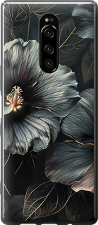 Чехол Черные цветы для Sony Xperia XZ4