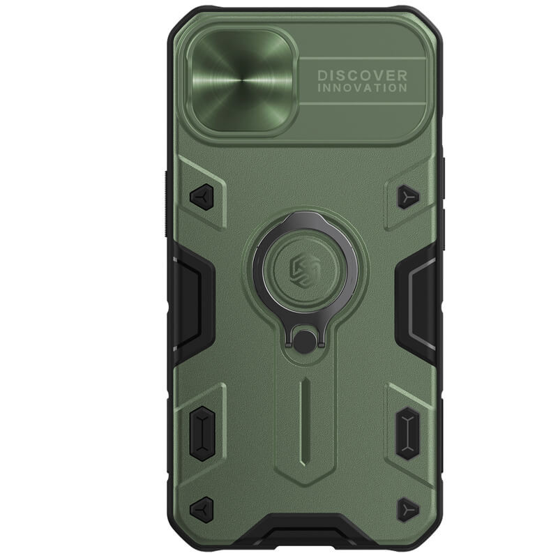 Фото TPU+PC чехол Nillkin CamShield Armor no logo (шторка на камеру) для Apple iPhone 14 (6.1") (Зеленый) на vchehle.ua
