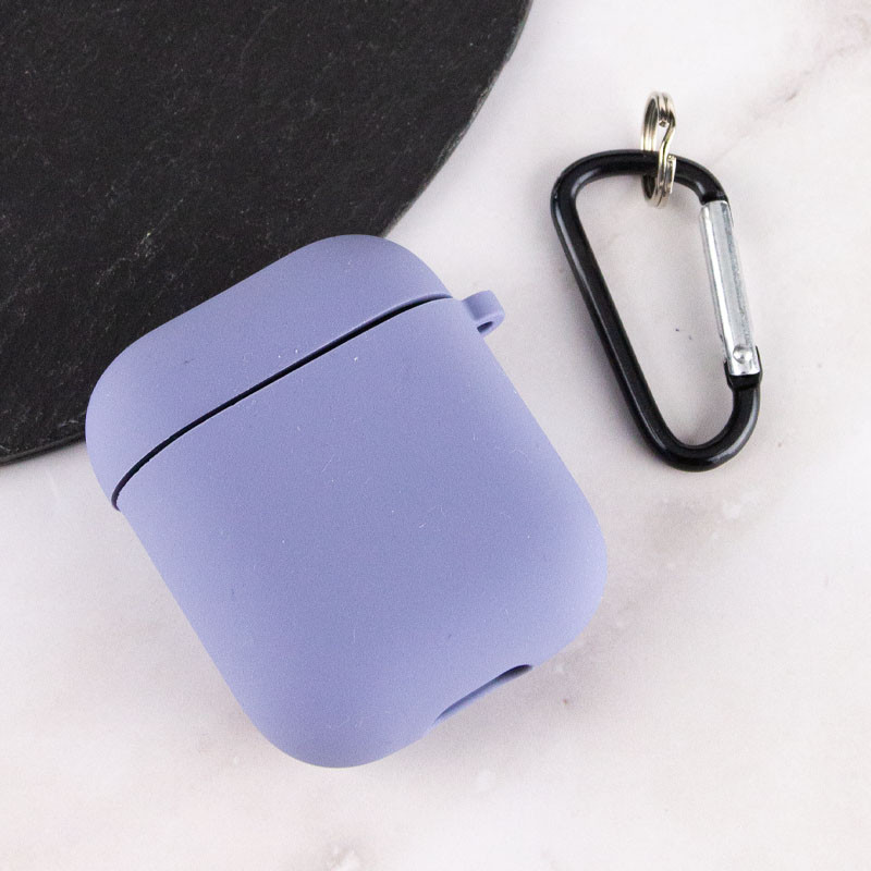 Фото Силиконовый футляр с микрофиброй для наушников Airpods 1/2 (Серый / Lavender Gray) в магазине vchehle.ua