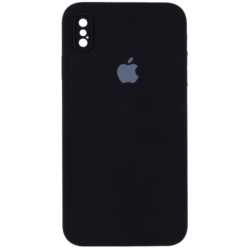Чохол Silicone Case Square Full Camera Protective (AA) для Apple iPhone X / XS (5.8") (Чорний / Black)