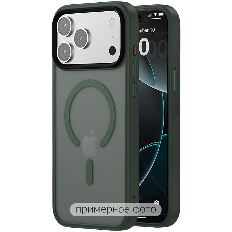 TPU+PC чохол Metal Buttons with Magnetic Safe Colorful на Apple iPhone 17 Pro (6.3") (Зелений / Dark Green)