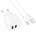 Фото СЗУ Hoco CS51A Surplus (2USB-A) + MicroUSB (White) в магазине vchehle.ua