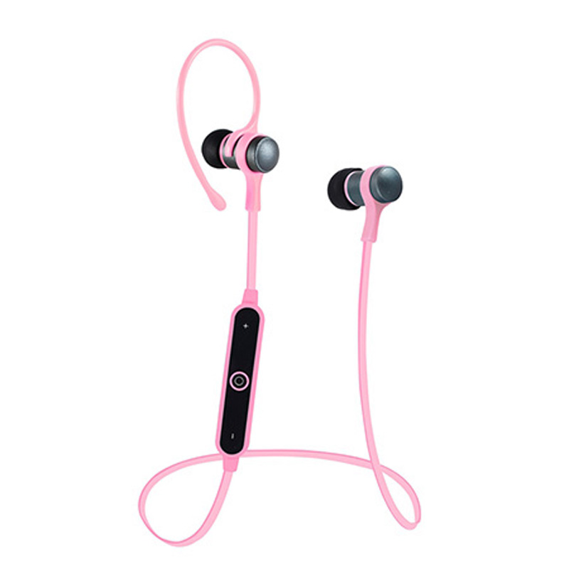 Спортивные беспроводные наушники bluetooth с пультом управления и микрофоном (s6-1) (Розовый)